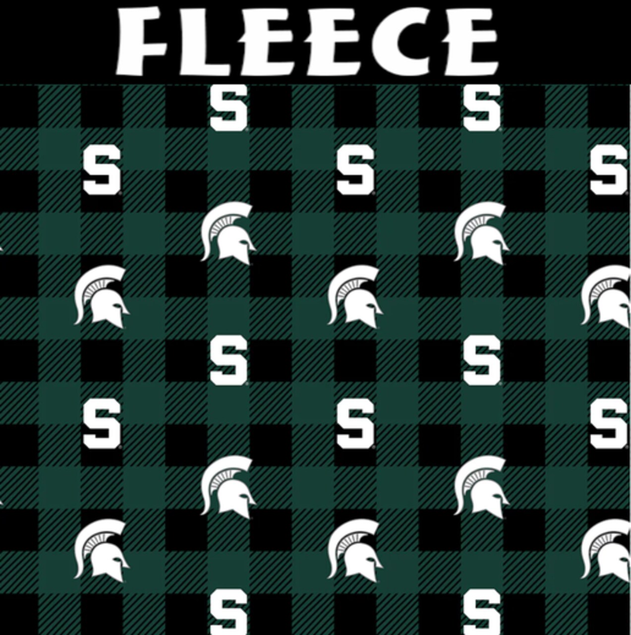Licensed NCAA Michigan State Buffalo Plaid Fleece MIST-1190 Fabric by the Yard